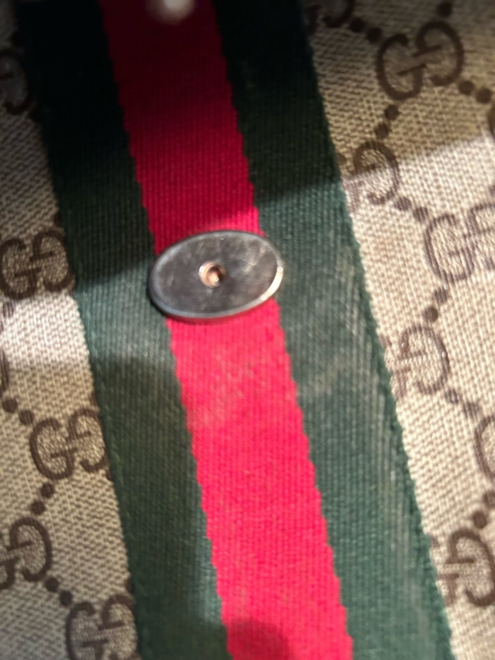 Gucci Beige GG Canvas Crossbody with Green-Red Web Stripe - Picture 6 of 7